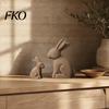 Soft Desktop Decoration Rabbits 2Pcs Distressed Rabbit Statue, Vintage Bunny Figurines, Easter Decorations, Rustic Staggered Height