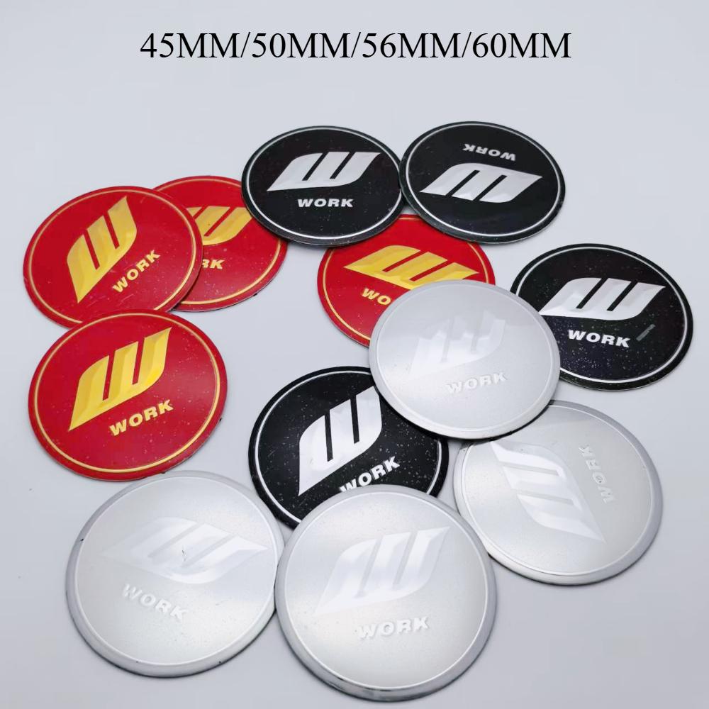 AEN4 4pcs 45mm 50mm 56mm 65mm W Work Logo Badge Car Stickers for Car Wheel Center Caps Emblem Rim Hubcaps Cover Replace Accessories