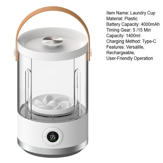 Portable Mini Washing Machine Laundry Cup Compact Travel Washer for Underwear Socks Baby Clothes Rechargeable Type-C Charging Small Washer