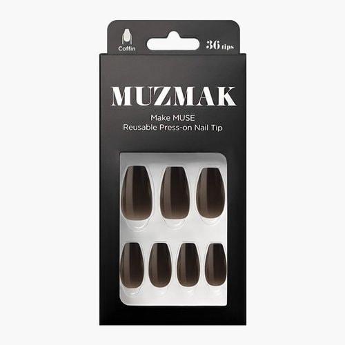 MUZMAK Reusable Nail Tips Earl Grey Coffin