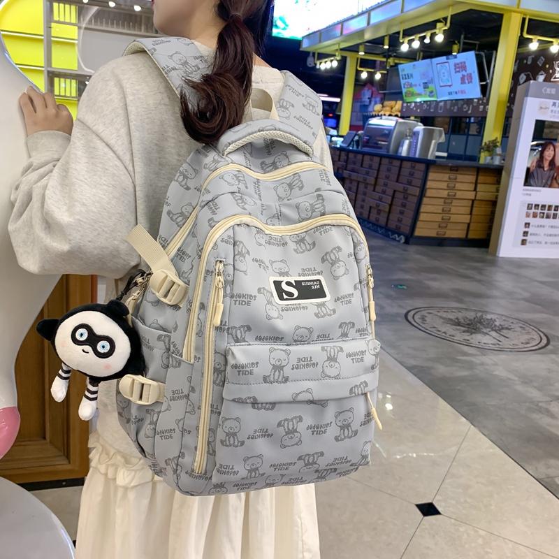 Student Schoolbag Female Junior High School Large Capacity Backpack Bear Schoolbag