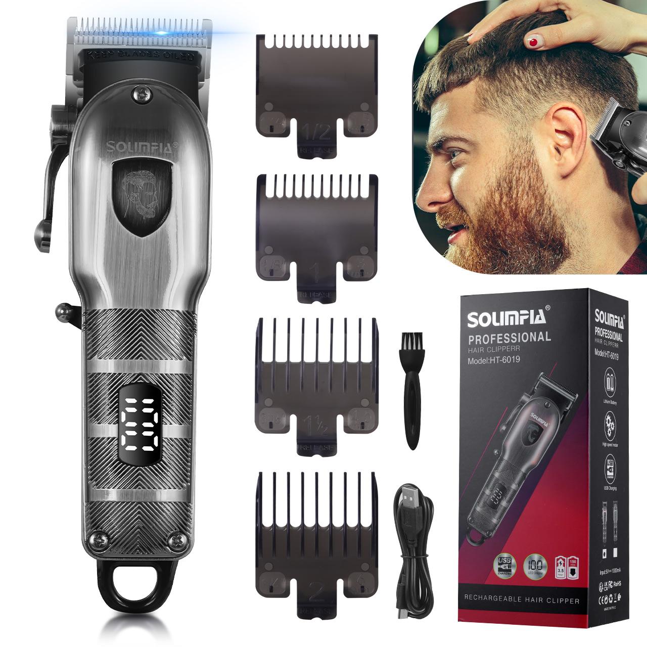 Hair Clippers T-Blade Trimmer 0mm Cordless Hair Trimmer Mens Beard Trimmer for Home Use серебряный