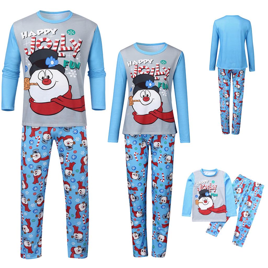 Christmas Women Mom Printed Letter Top+Print Pants  Family Clothes Pajamas