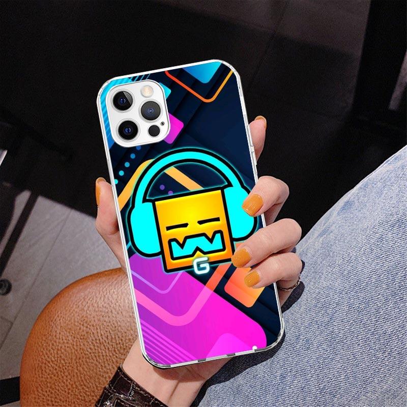 Capa de Celular Jogo Geometry Dash Para iPhone 17 Air 16 Pro Max 16E 15 + 14 Plus 11 12 13 Mini 7 8 SE Capa com Impressão de Presente Fundas 16 Pro