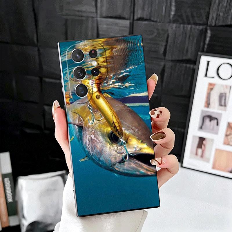 Hunting Fishing Man Soft Phone Case for Samsung Galaxy S26 S25 Edge S24 Ultra S23 Plus S22 S21 FE S20 Black Cover Back Shell