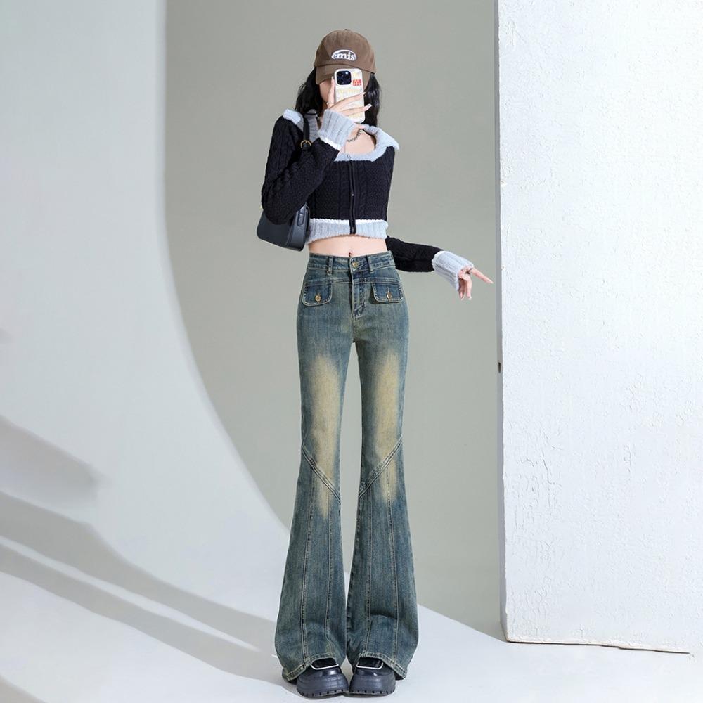 American personalized high street micro-speaker jeans women's autumn 2025 new design niche jeans
