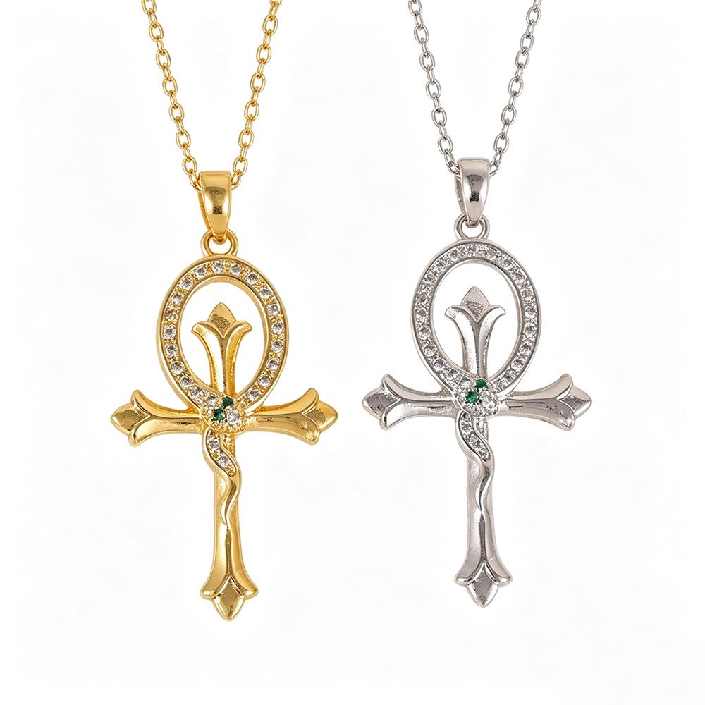 Contemporary Oval Cross Necklace: Personalized Clavicle Chain with High-End Hip Hop Style