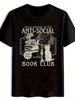Men'S Graphic T-Shirt for Anti-Social Book Club - Humorous Reading Design Featuring Cats & a No Smal