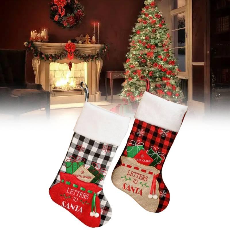 Beautifully Crafted Christmas Stocking Candy Bag With Unique Embroidered Details For Festive Decor