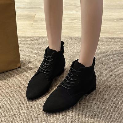 Moda 2024 Inverno Scarpe Basic per Donna Stivaletti da Donna Stringati Punta Appuntita Tacco Basso Stivali da Donna Taglie Forti Scarpe Casual Femminili