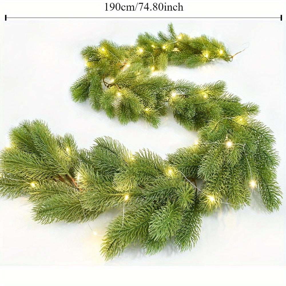 Christmas Artificial PE Hanging Rattan Decorative Cedar Garland with LED Light Garland for Mantel Fireplace Tablecloth