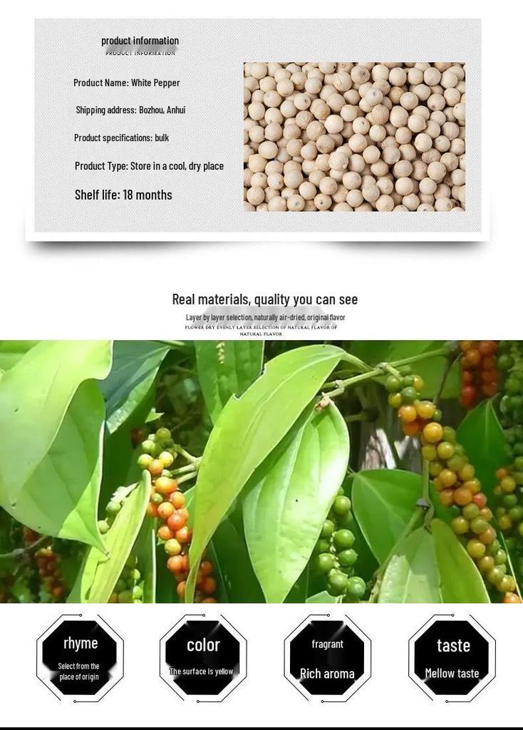 White Peppercorns Grinding Powder for BBQ Seasoning, Steak, and Western Cuisine Spices