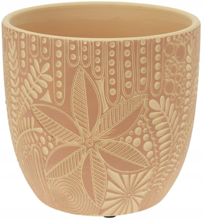 Ceramic Flowerpot with Ethnic Ornament 135x125cm Decorative Cover