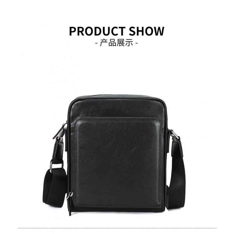 Large Capacity Leather Men's Diagonal Bag High-end Casual Vertical Shoulder 9-inch Tablet Portable Cowhide Trendy