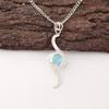 Natural Blue Cat's Eye Gemstone 925 Solid Silver Jewelry Handmade Long Pendant PP-44-38