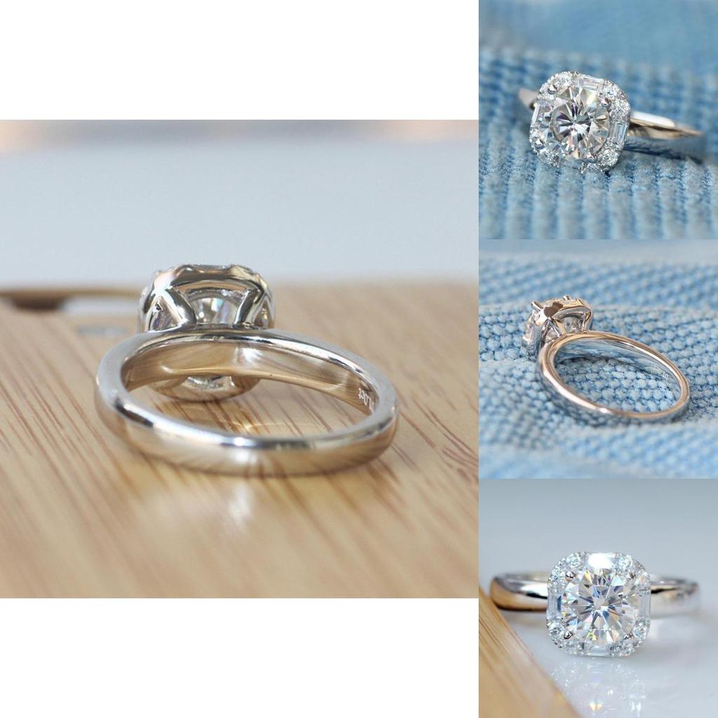 Elegant Silver Plated Wedding Ring For Women With Square Simulated Zircon