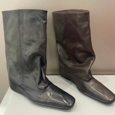 Neue Retro Square-Toe Mid-Calf Stiefel, Damenschuhe und Schaftstiefel für Herbst und Winter