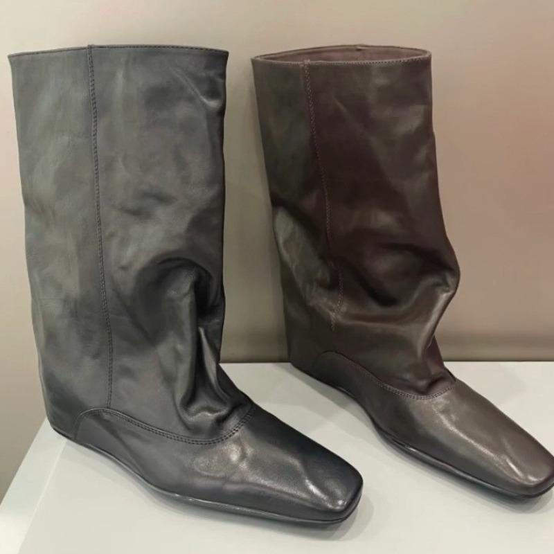 

Осень и зима новые ретро квадратный носок вестерн полусапоги женские с внутренней танкеткой сапоги-рукава сапоги рыцаря кожаные короткие сапоги 40 чёрный