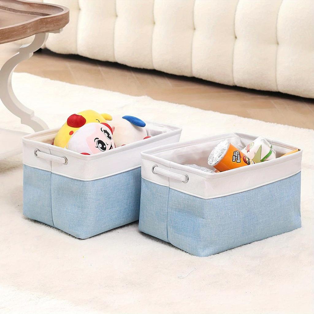 1 szt. Składane płócienne pojemniki do przechowywania z uchwytami, solidny sześcienny organizer do domu, biura, pokoju dziecięcego, szafy (Proste dopasowanie kolorów)