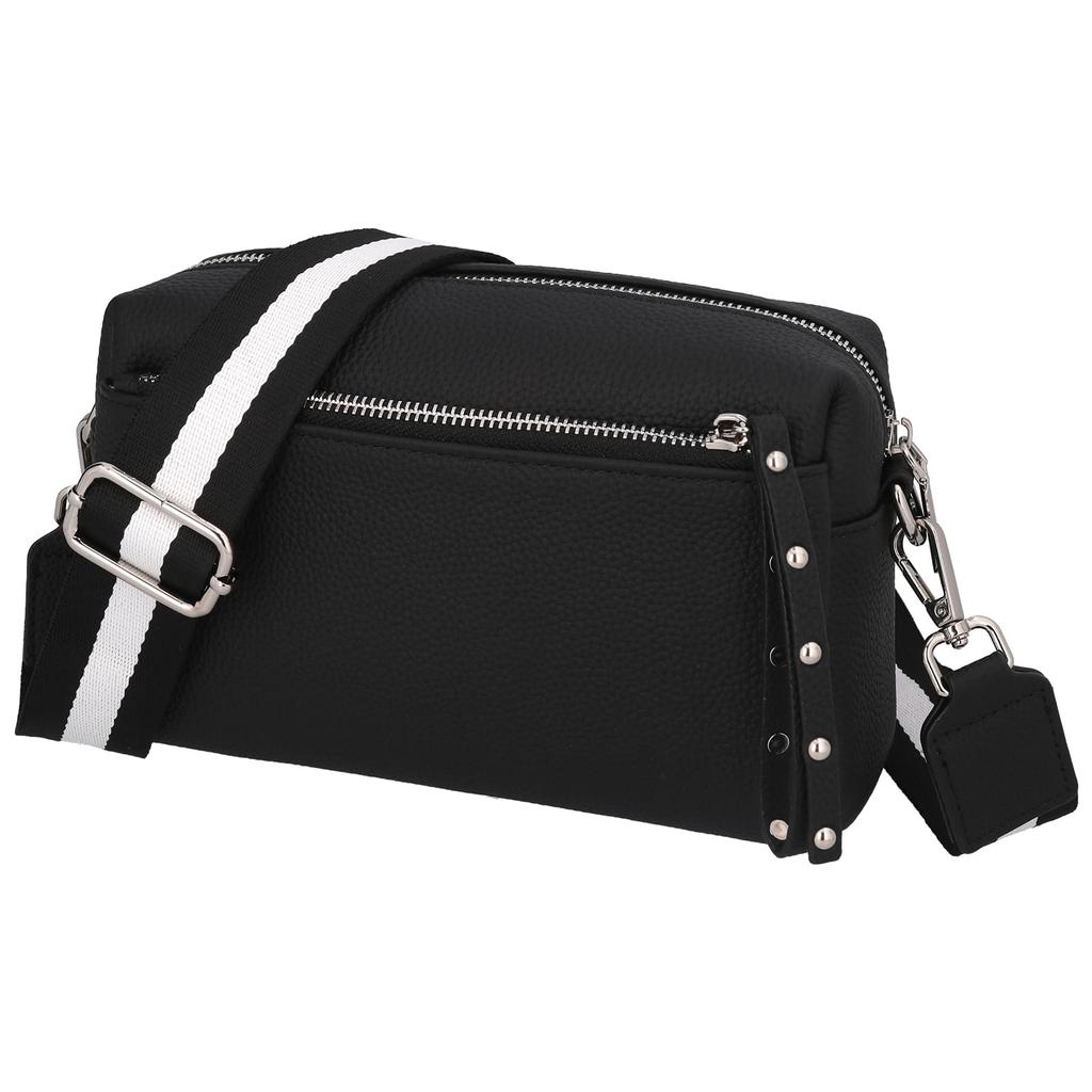 Haroi Women's Shoulder Bag, Small, Large Capacity, Genuine Leather, Mini Shoulder Bag, Pochette, Mini Bag, Casual Bag (Black)