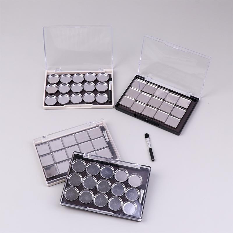 1 Stück leere magnetische Kosmetikpalette Lidschatten Rouge DIY Make-up-Box mit 15 Fächern Eisenplatte und Pinsel