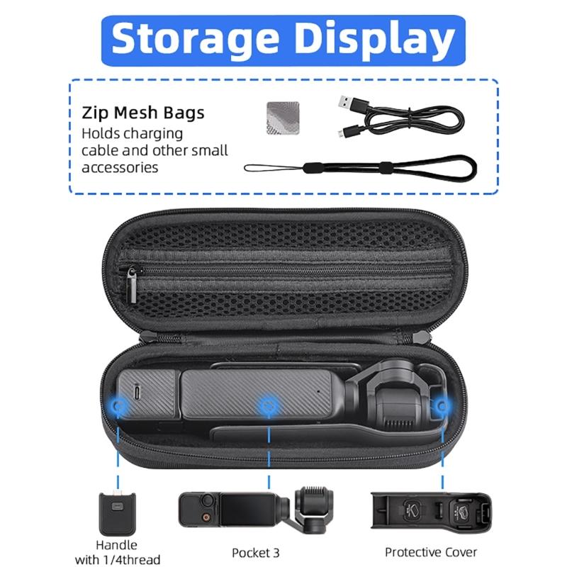 Durable Nylon Carrying Case for Pocket3 Camera Gimbal Holder Inner Pocket Case with Zipper Easy Open Close Pouch