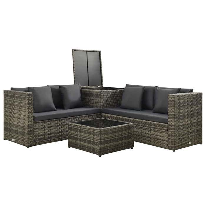 Maison Exclusive - Salon de jardin 4 pcs avec coussins résine tressée gris