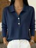 Europese en Amerikaanse Dames Herfst/Winter Trui met revers en knoopsluiting