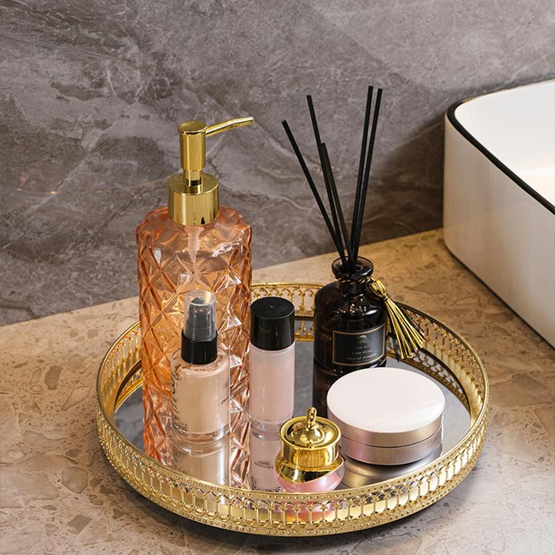 1PC Oglindă Ins Style Metal Decorat Home\t Organizator Scandinav Bijuterii Tavă Depozitare Desktop Lumină Lux