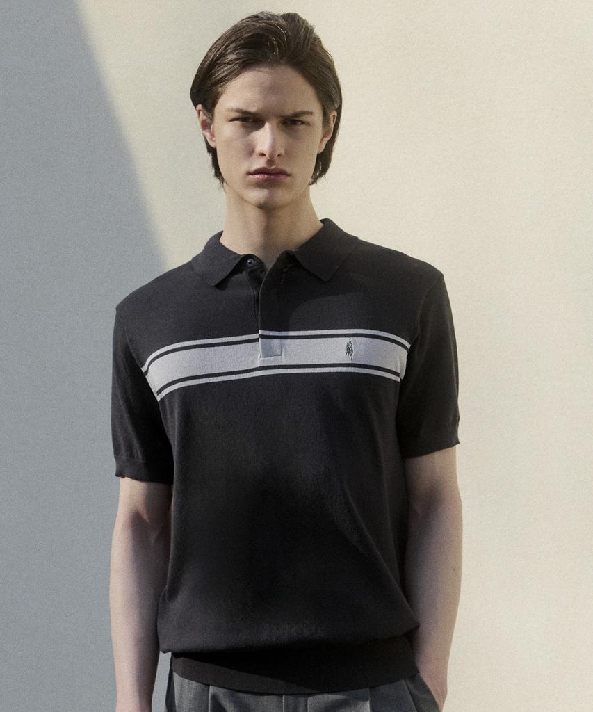 Santamillanopollokeulleob Smpc Short Sleeve Collared Knit Charcoal