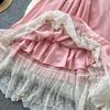 Dolce Abito da Donna Aderente A-line Scollo Bardot Maniche a Lanterna Vita con Fascia Raccoglitore Pizzo Giuntato Abito Lungo