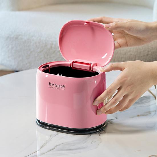 Desktop Trash Can with Press-Type Cover Large Capacity Wide Opening