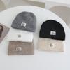 Simple Letter Pattern Labeling Knitted Hat for Women In Autumn and Winter New Thickened Warm and Cold Hat Showing Face Small Ear Protection Hat