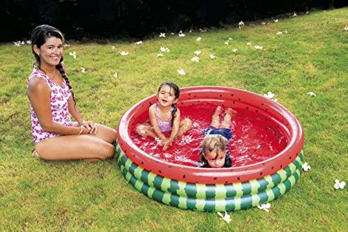 JILONG Watermelon 3-Ring Pool, 124 x 124 x 28cm (inflated size), JL-688000, RD/GR, Medium Size