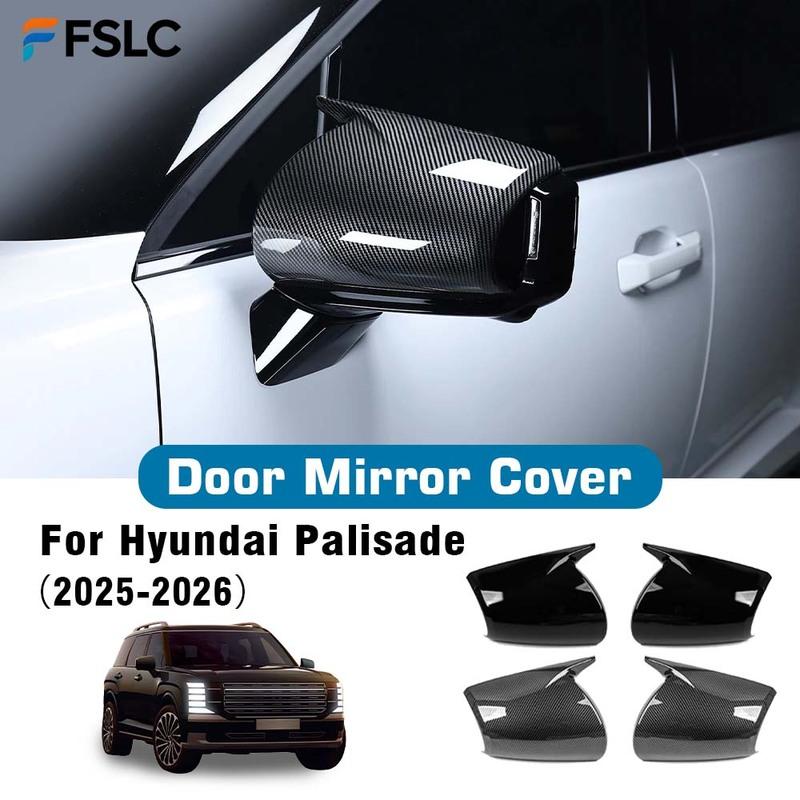 Car Decoration Door Mirror Cover For Hyundai Palisade 2025-2026 Car Rearview Accessories Carbon Fiber Glossy Black Stickers