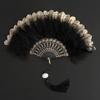 Ancient Style Feather and Lace Cheongsam Fan - Retro Chinese Hanfu Dance Accessory.