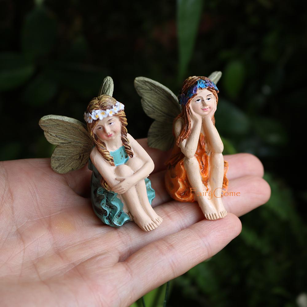6pcs/lot Tinker Bell PVC Figure Dolls Garden Fairies Figurines Mini Fairy Statue Figure Fairy Garden Ornaments Decorations