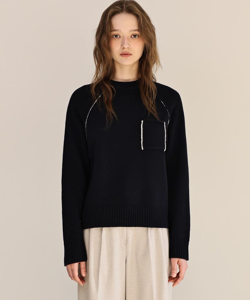 ANDNEEDS Tape Raglan Knit (Navy)