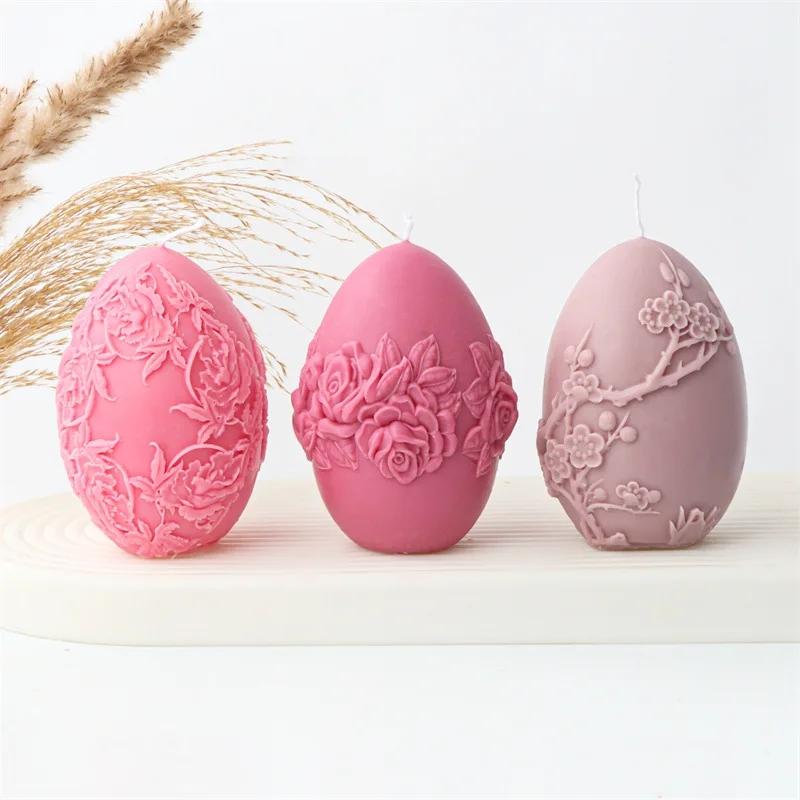 10cm Flower Easter Egg Candle Mould Eggshell Shaped Silicone Candle Making Molds Resin Soap Casting Gifts Home Decor Butterfly