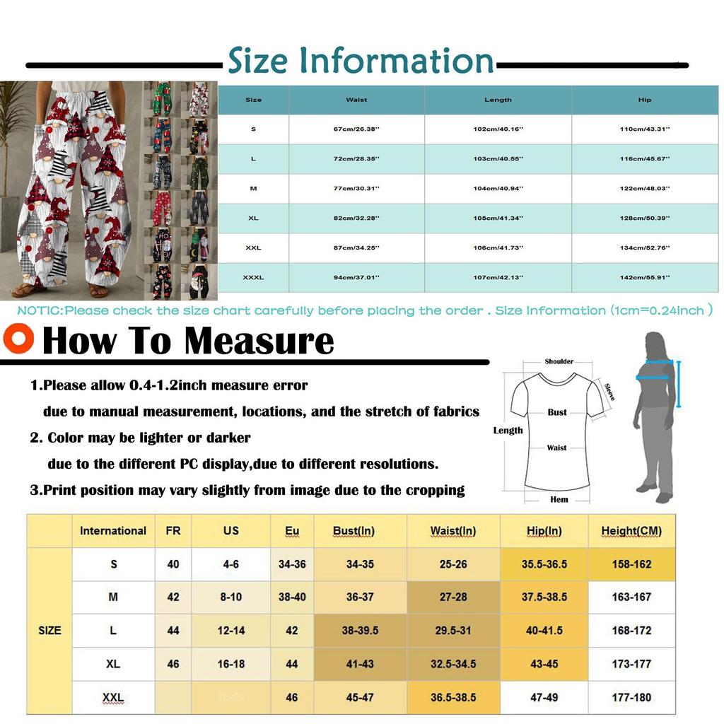 Women Fashion Christmas  Snowmen  Print Casual Loose Pants Plus Size Loose Pants
