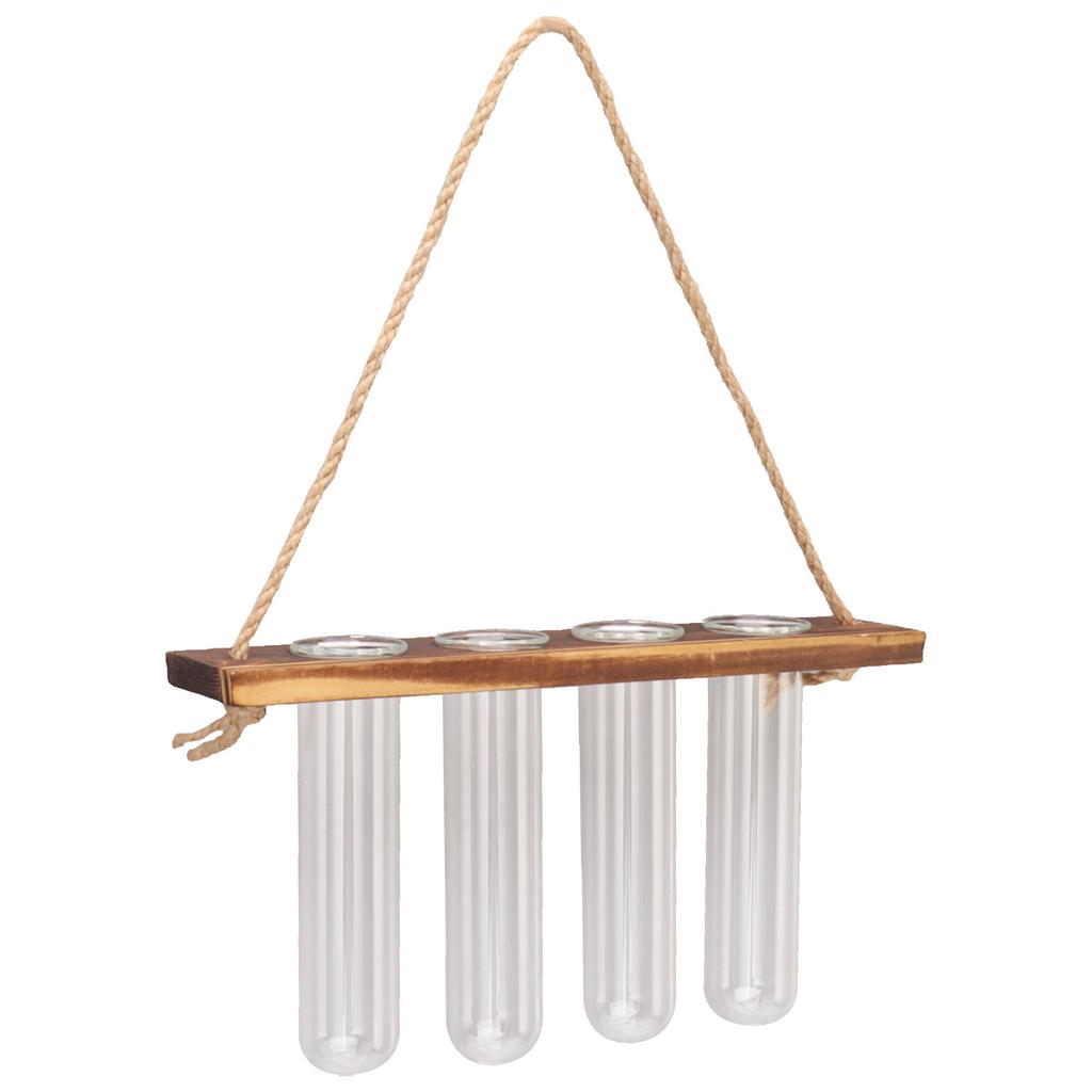 1 Våning 4 Hål Växtförökningsstation Vägghängande Växtterrarium Med Träställ Mini Test