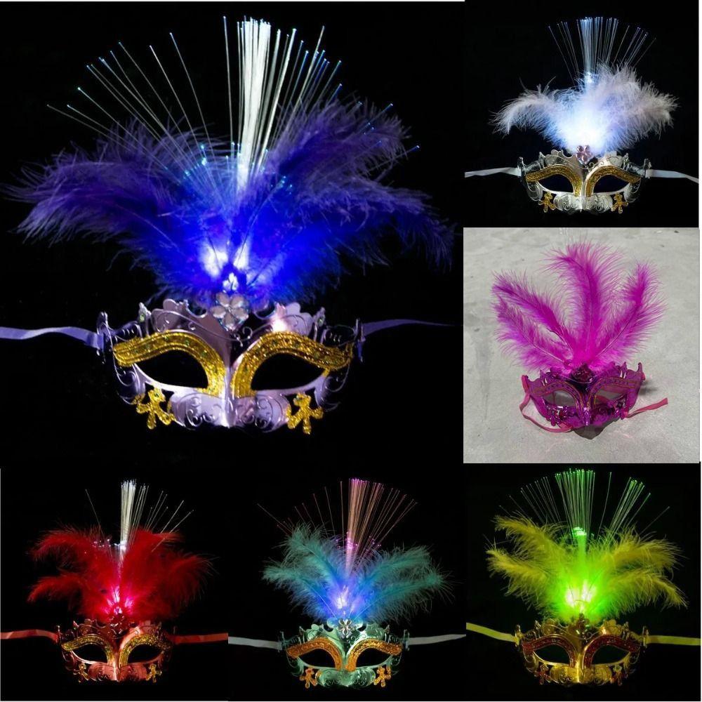 Hollow Out LED Glowing Mask Party Supplies Venice Masquerade Masks Feather Butterfly Mask Party