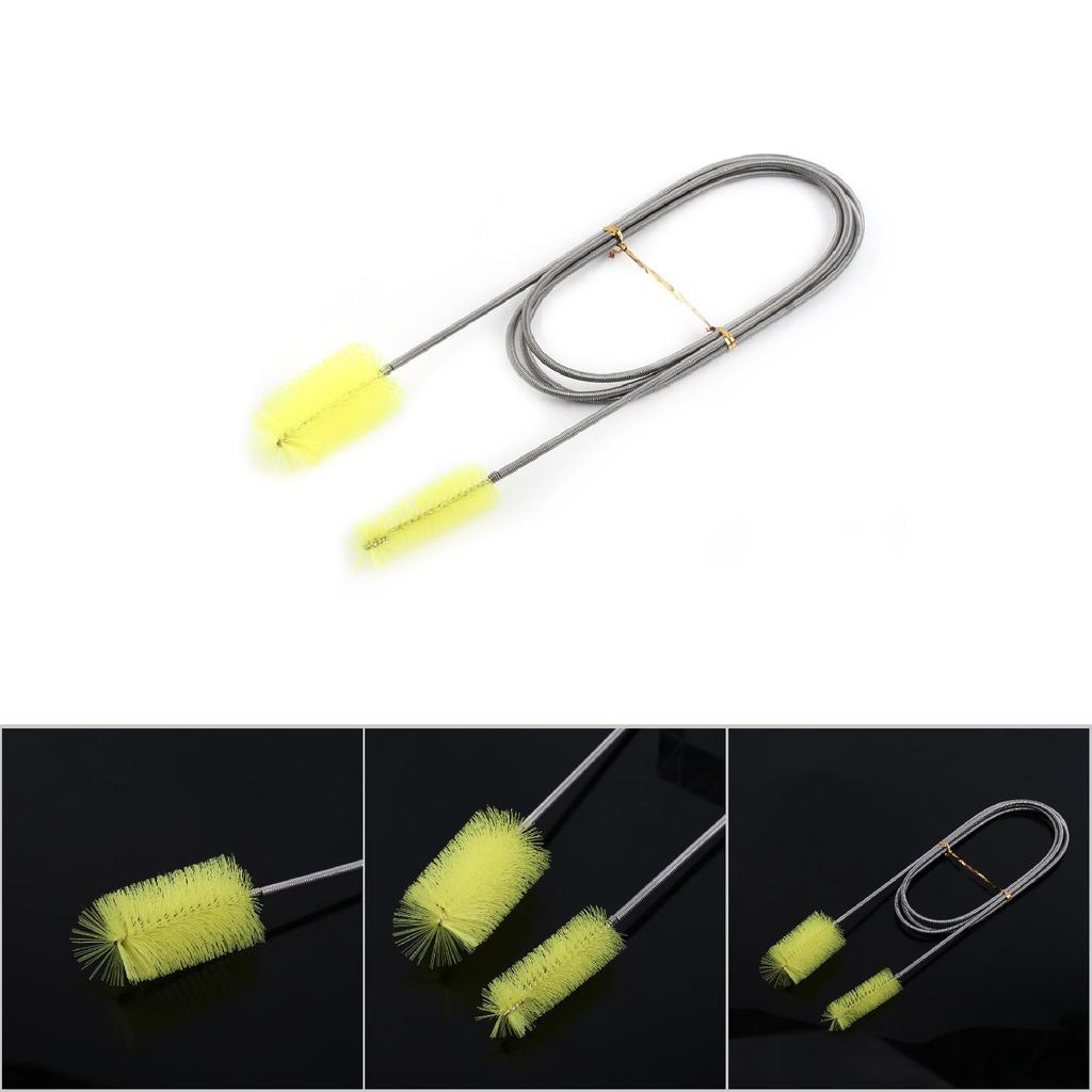 Brosse de Nettoyage Flexible à Double Tube Tuyau Poisson Brosse de Nettoyage de Printemps Outil de Nettoyage(Jaune)