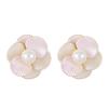 Korean version of gentle temperament fairy wind dripping oil enamel glaze inlaid pearl three-dimensional stud earrings light luxury high-end earrings
