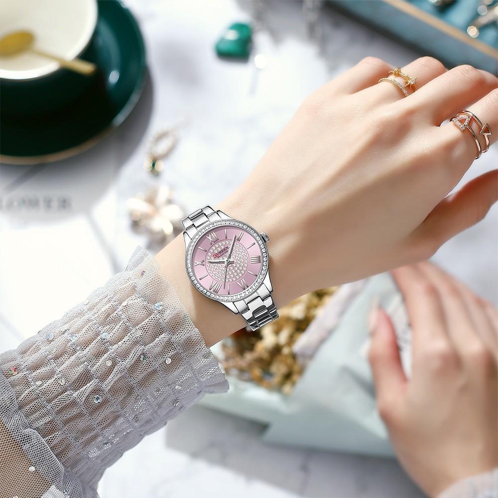 CURREN Fashion Women Gold Watches Luxury Diamond Dial Ladies Wristwatch Stainless Steel Bracelet Waterproof Luminous Classic Female Clock
