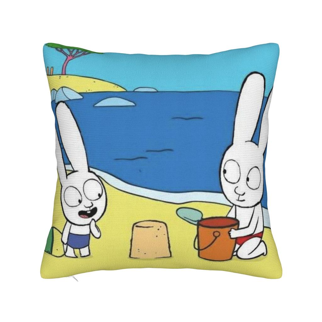 S-Simon Super Rabbit Pillow Cover Cute Funny Pillow Case For Chair Sofa Home Decor Design Pillowcases Birthday Gift