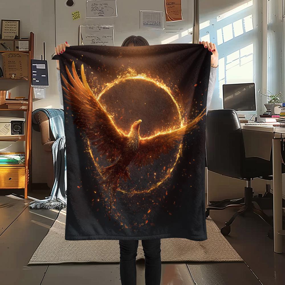 Flame Phoenix  Print Flannel Blanket, High quality Comfortable for All Seasons, Home Decor, Warmth and Comfort