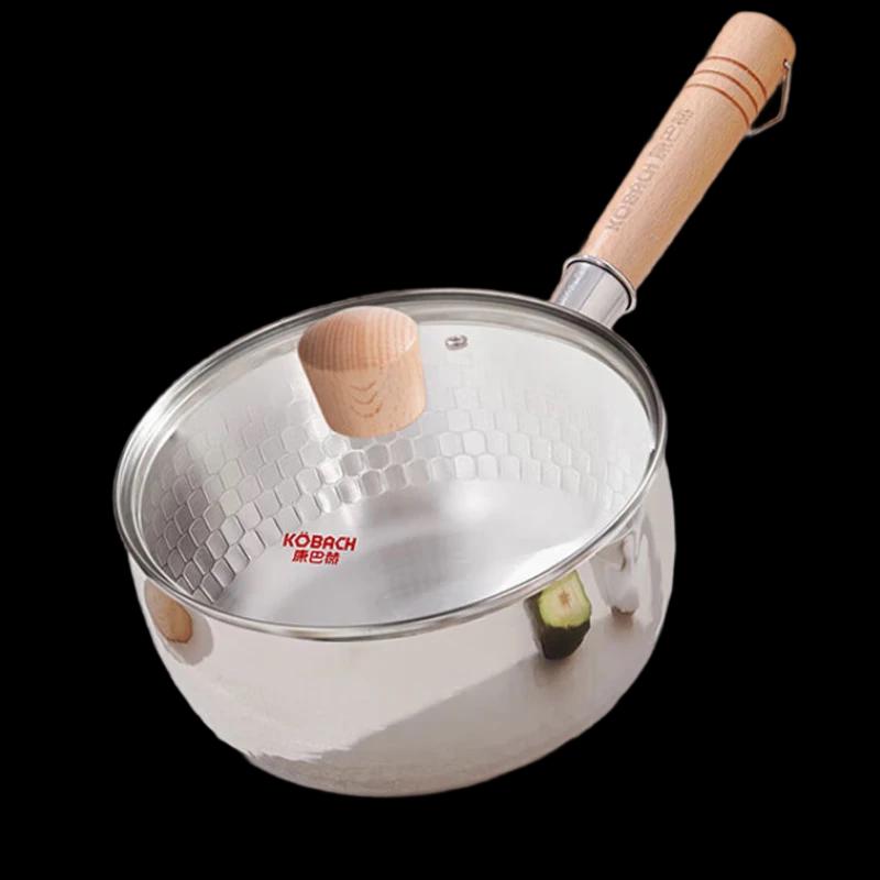 KOBACH 18cm 304 Stainless Steel Non-stick Yukihira Pot with Lid