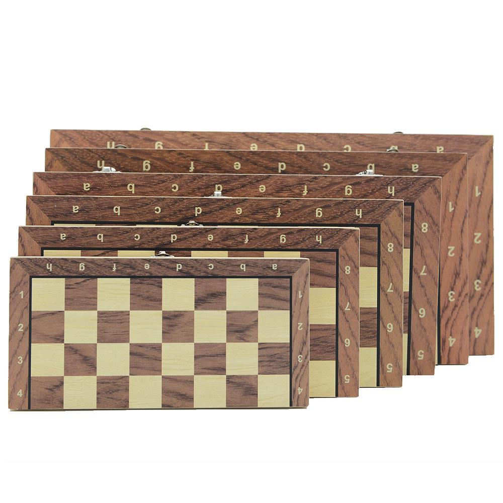 3-in-1 Foldable Wooden Chess, Checkers & Magnetic Game Set
