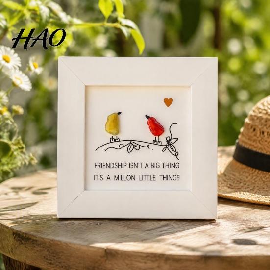 Nature Inspired Wall Hangings Handmade Sea Glass Bird Framed Art, Picture Frame, Decorative Figurines Coastal Friendship Ornament, Christmas Tabletop